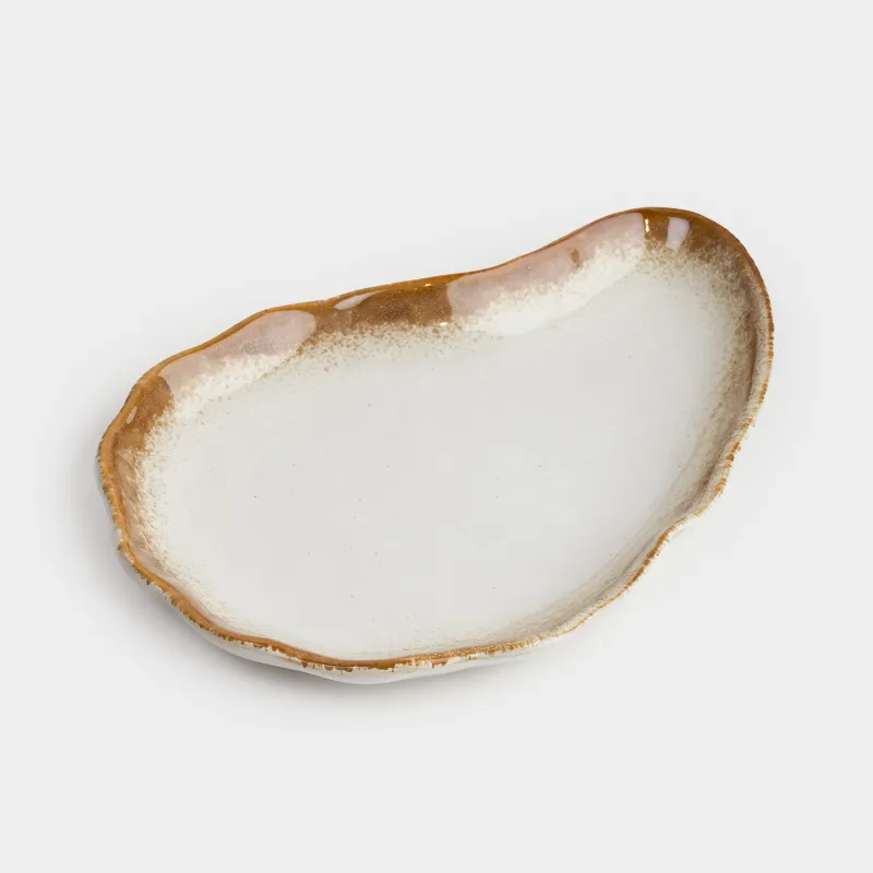 Блюдо декоративное, 23х16 см, керамика, бежево-коричневое, Устрица, Seaside