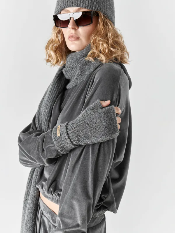 Шарф женский, 215х40 см, акрил/полиэстер, серый, Knitting fuzz, image-8