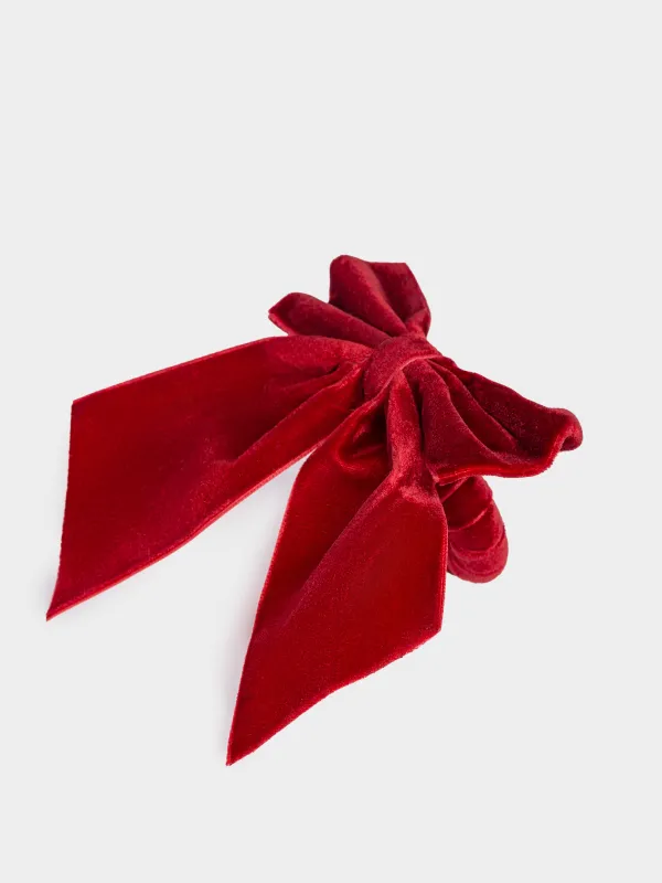 Майлық сақинасы, 5 см, полиэстер, қызыл, Бант, Bow velvet, image-0