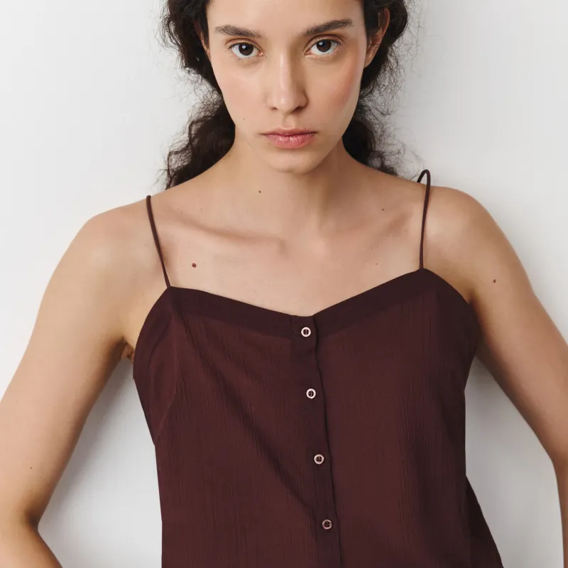 Әйелдер блузасы, өлшемі L, белдіктері бар, түймелері бар, муслин К, қоңыр, Fermina