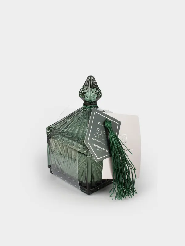 Хош иісті шам, 8 см, шам ұстағышта, қақпағы бар, шашағы бар, шыны, жасыл, Хош иіс, Sabal color, image-5