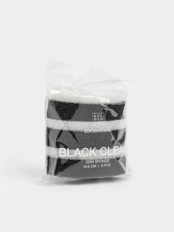 Губка для мытья посуды, 3 шт, Black clean, image-7
