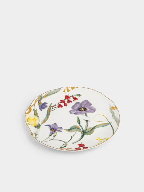 Тарелка обеденная, 26 см, фарфор N, белая, с золотистым кантом, Цветы, Night flower, image-1