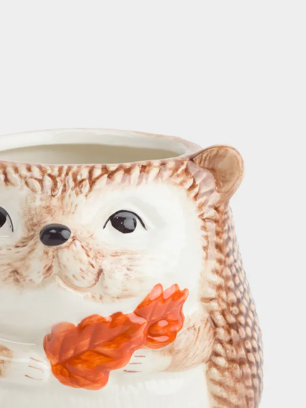 Подставка для кухонных принадлежностей, 13 см, керамика D, молочно-коричневая, Еж, Forest symphony, image-1