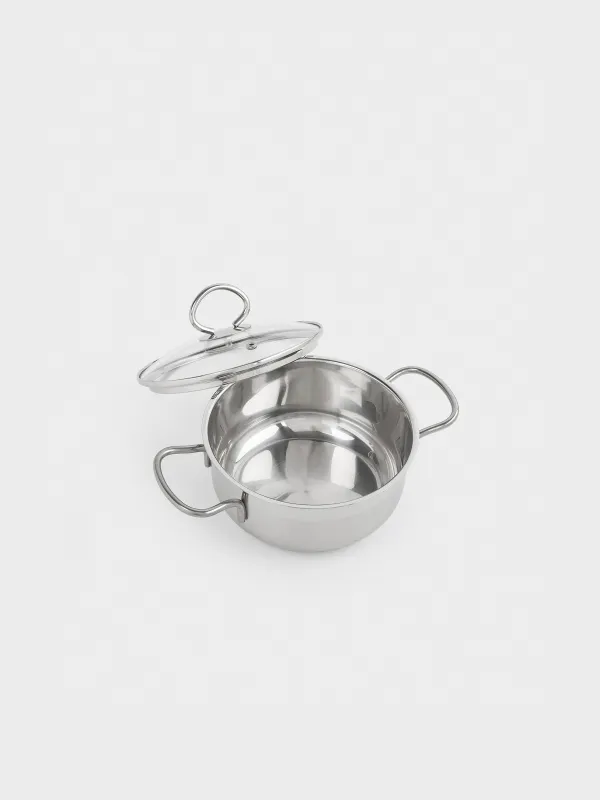 Кастрюля, 16 см, 1,4 л, с крышкой, сталь/стекло, Egoist lite, image-1