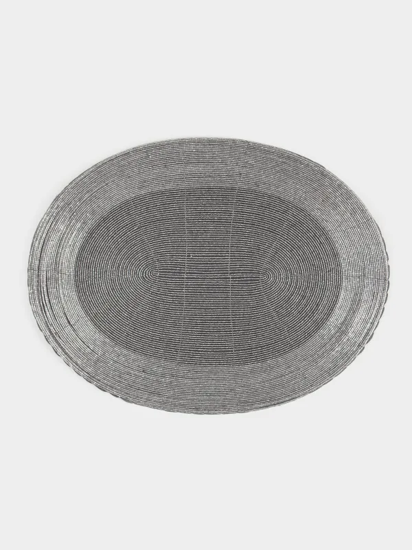 Аспаптарға арналған майлық, 31х41 см, моншақтар, сопақ, қою сұр, Shiny beads, image-0