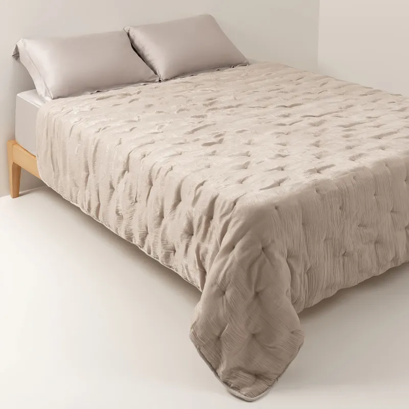 Төсек жапқыш, 220х240 см, барқыт, құм, Stitch velvet