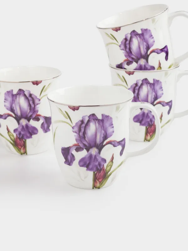 Саптыаяқ, 400 мл, 4 дана, фарфор F, күміс жиегі бар, Құртқашаш, Antarctica Flowers, image-1