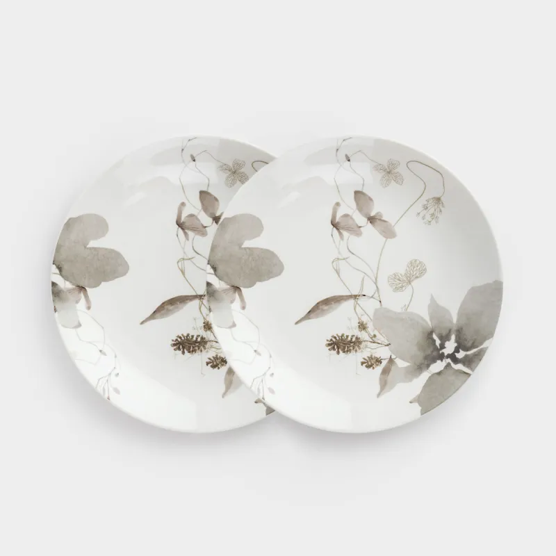 Тіскебасар тәрелкесі, 23 см, 2 дана, фарфор N, Сұр гүлдер, Watercolor