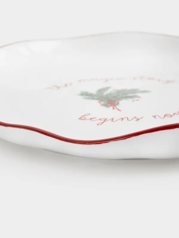 Тарелка закусочная, 21 см, керамика D, Еловая ветка с бантом, Сhristmas tree, image-3