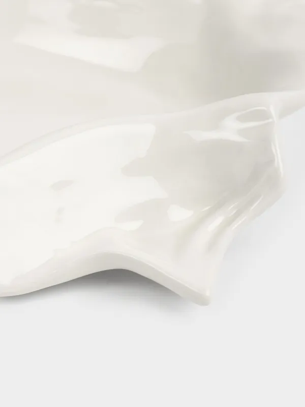 Сәндік ыдыс, 19х15х4 см, керамика, сүт түстес, Мыжылған әсер, Crumple, image-3