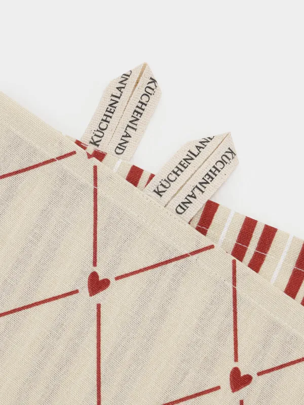 Асүйлік сүлгі, 40х60 см, 2 дана, мақта, сарғылт-қоңыр, Жолақтар/Ромбтар, Heart kitchen, image-2