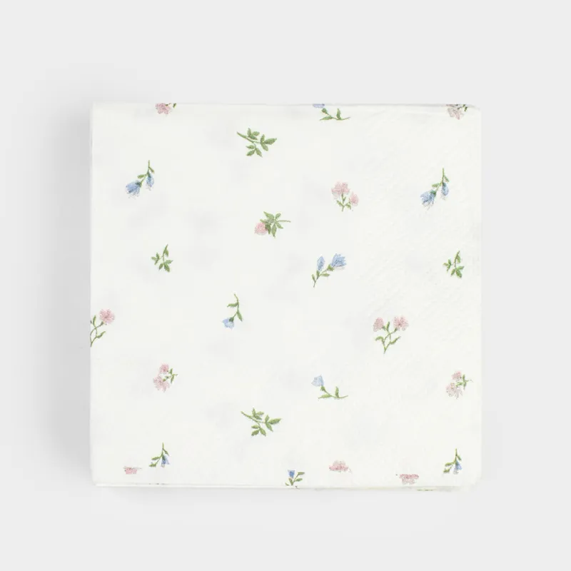 Салфетки бумажные, 21х21 см, 20 шт, квадратные, белые, Нежные цветы, El floria