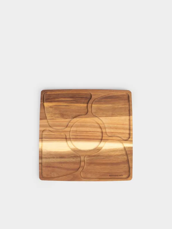 Менажница, 28 см, 5 бөлім, ағаш, шаршы, Noble tree, image-4