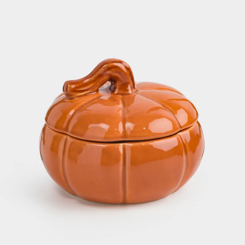 Емкость для хранения, 13х10 см, 390 мл, керамика D, оранжево-коричневая, Тыква, Forest symphony