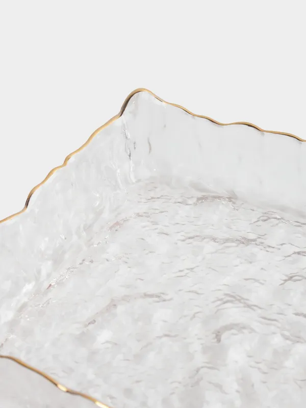 Ыдыс, 15х15 см, шыны, шаршы, алтын жиегі бар, Nautilus gold, image-4