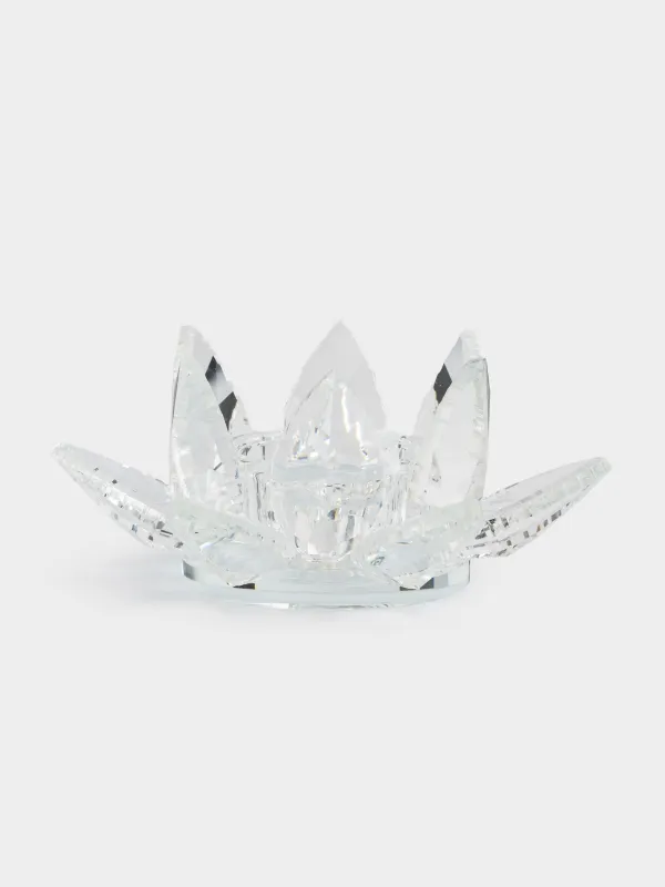 Подсвечник, 13x6 см, для чайной свечи, кристальное стекло, Лотос, Crystal flower, image-0