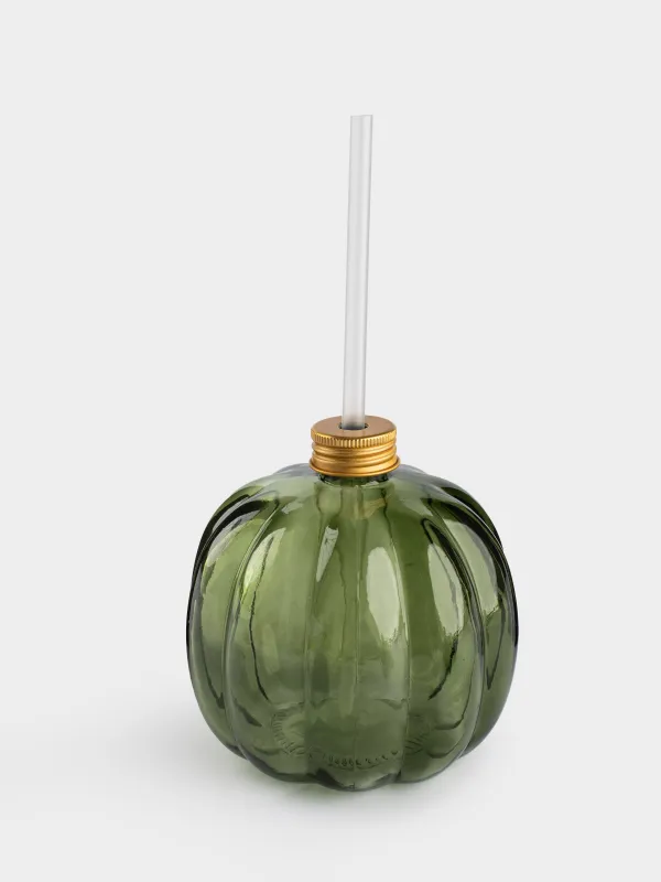 Сусындарға арналған құты, 600 мл, қақпағы мен сабаны бар, шыны, жасыл, Асқабақ, Pumpkin, image-0