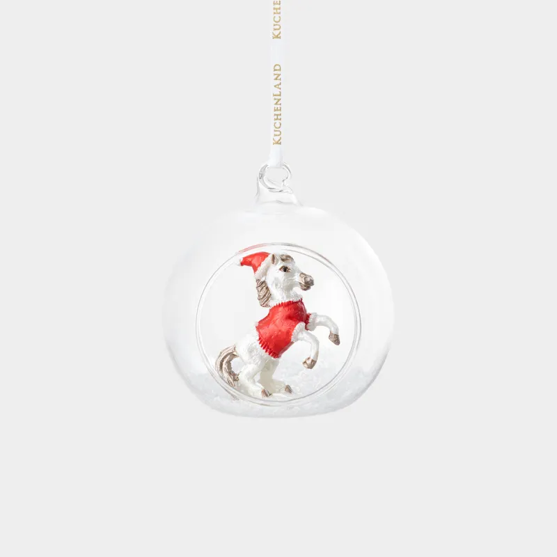 Шырша ойыншығы, 8 см, шыны/полирезин, Шар ішіндегі жылқы, Ball shape