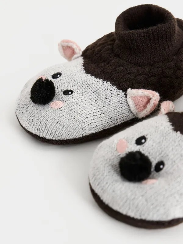 Балалар шұлықтары, үйге арналған, өлшемі 27-29, акрил/шерпа, қоңыр, Кірпі, Funny warm, image-1