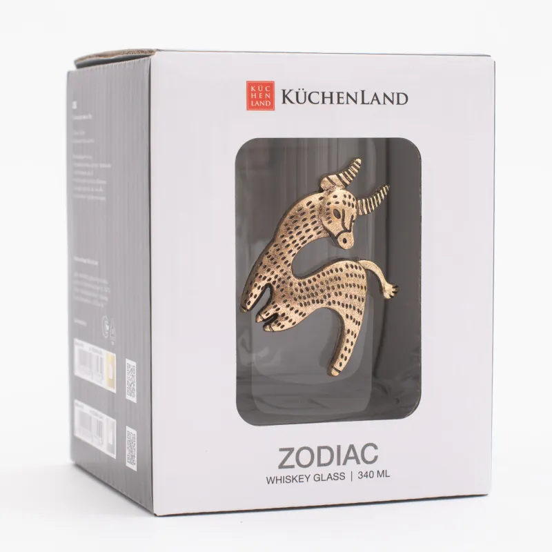 Виски стақаны, 10 см, 340 мл, шыны/металл, алтын, Торпақ, Zodiac, image-5