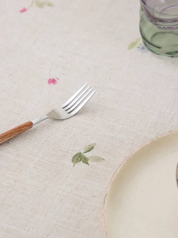 Скатерть, 160х160 см, полиэстер/лен, бежевая, Цветы, Colorful flowers, image-2