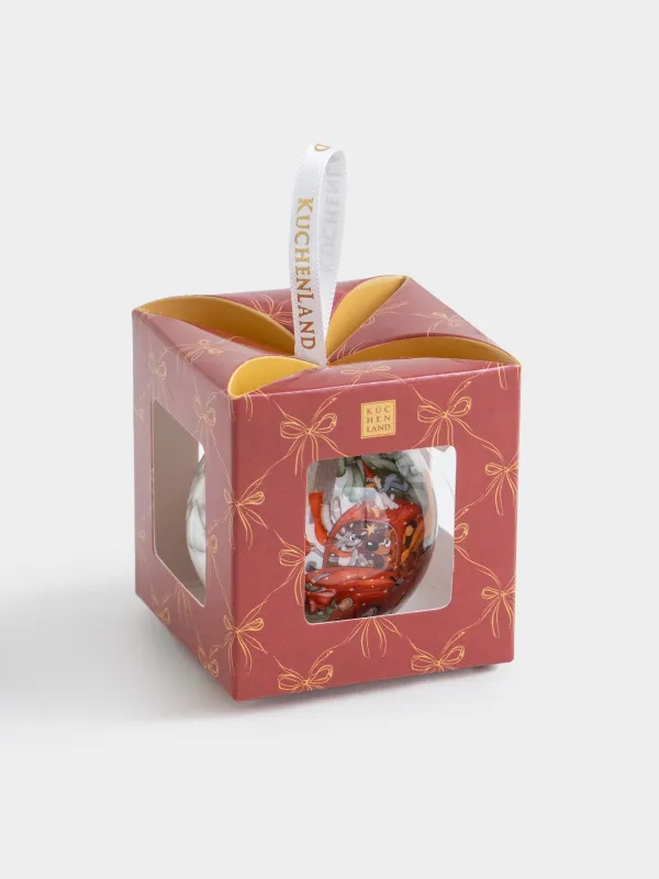 Игрушка елочная, 5 см, пенопласт, Шар, Машинка со зверятами, Ball print, image-3