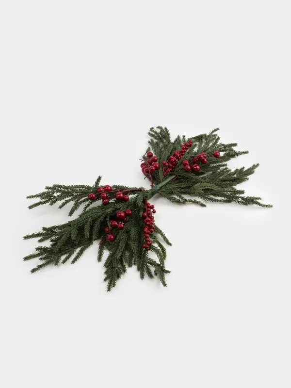 Сәндік композиция, 55 см, пенопласт, Қызыл жидектері бар шырша, Red berry, image-1