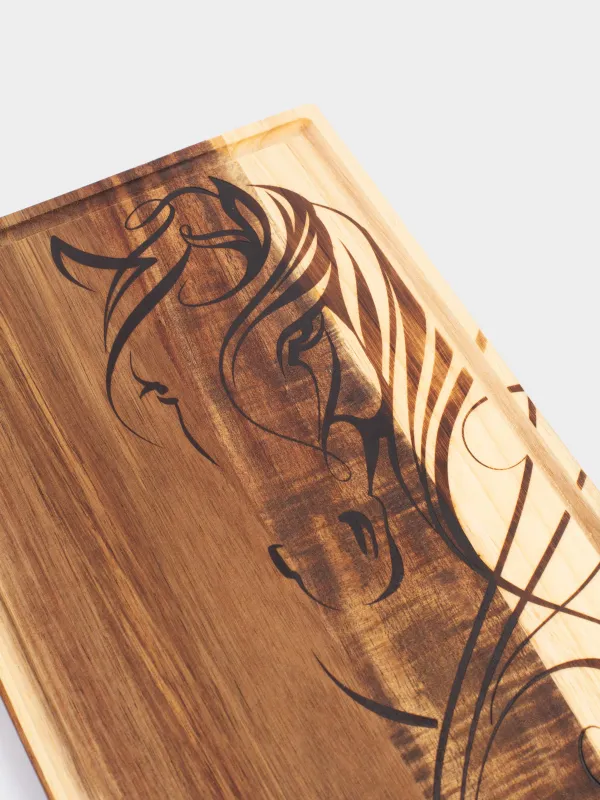 Кесу тақтасы, 30х20 см, бамбук, тікбұрыш, Жылқы, Bamboo, image-1