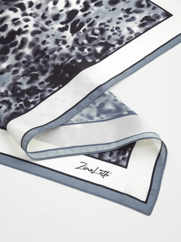 Әйелдер орамалы, 70х70 см, полиэстер, қара және сұр, жануарларға арналған баспа, Kerchief, image-1