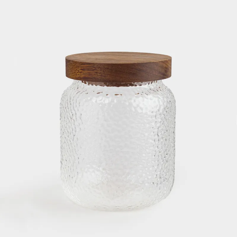 Сусымалы өнімдерге арналған құты, 500 мл, шыны/ағаш, Ripply wood