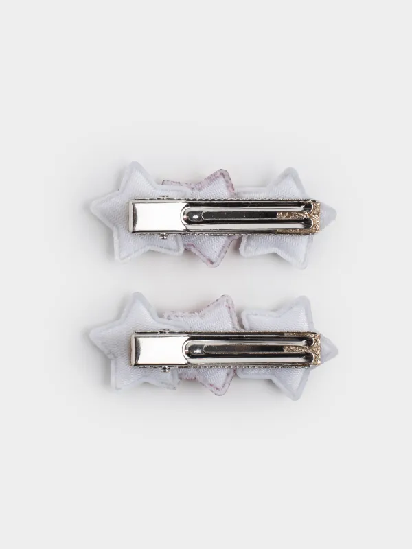 Набор заколок для волос, 6 см, 2 шт, детский, полиуретан/металл, серебристый/шампань, Hairstyle, image-2