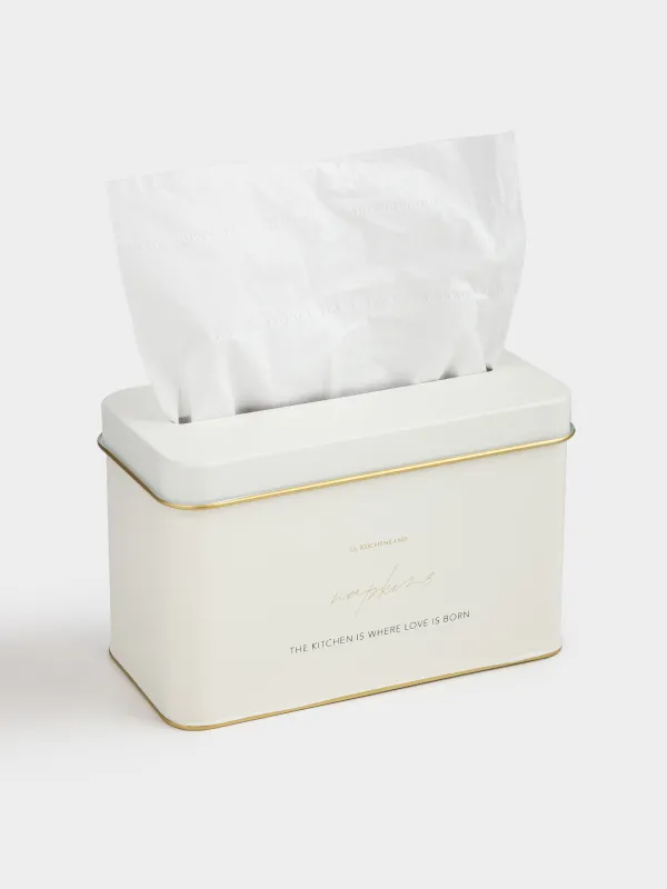 Бокс для бумажных салфеток, 22х12 см, металл, молочно-золотистый, Autograph, image-4