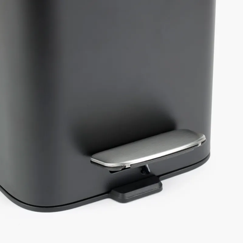 Қоқыс салғыш, 6 л, педальмен, металл, шаршы, қара, Total black, image-5