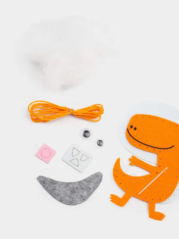 Шығармашылық жиынтығы, 13х15 см, қолөнер, салпыншақ, киіз/мақта, Динозавр, Creativity, image-3