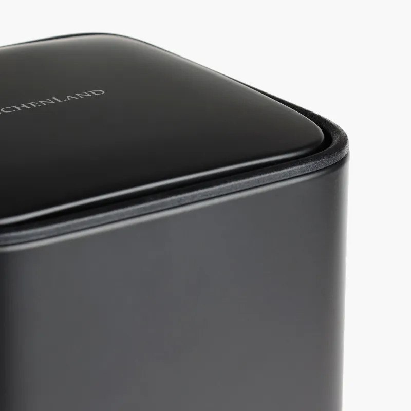 Қоқыс салғыш, 3 л, педальмен, металл, шаршы, қара, Total black, image-5