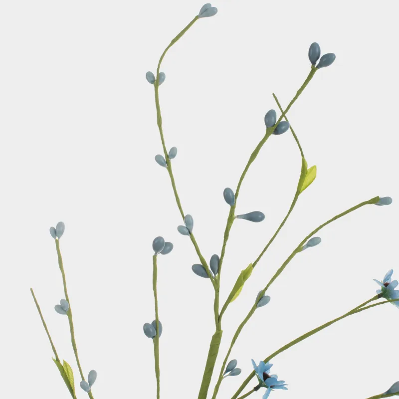 Ветка декоративная, 70 см, пластик/металл, Голубые цветы, Easter decor, image-4