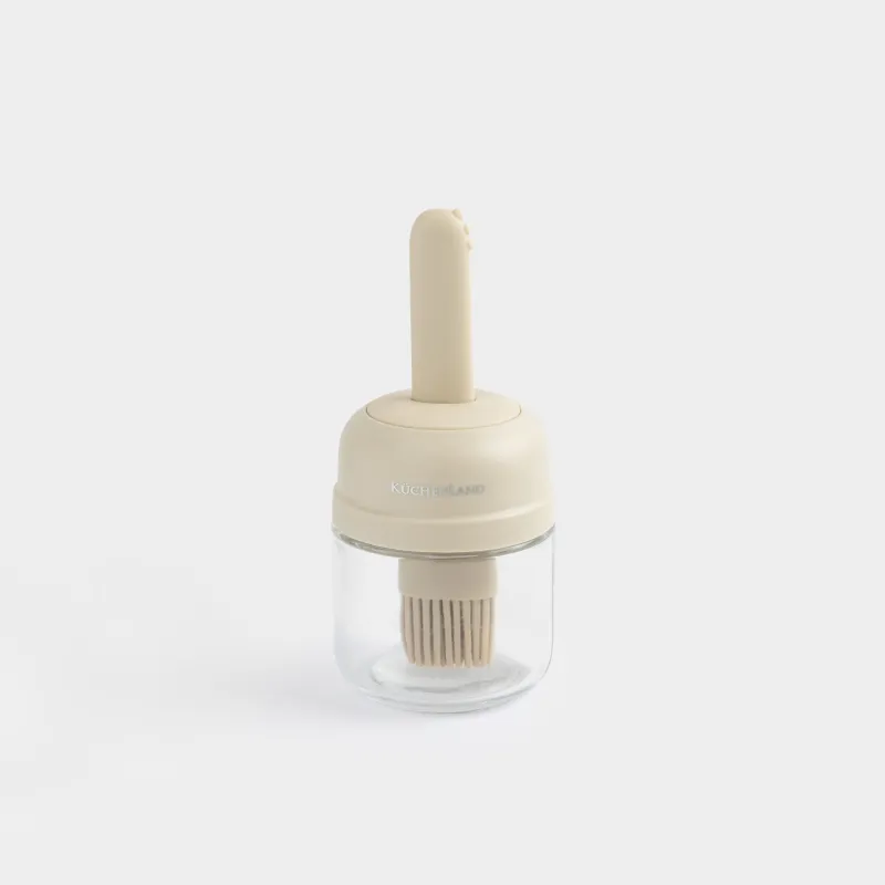 Контейнер для масла, 180 мл, с кисточкой, стекло/силикон, молочный, Milk kitchen