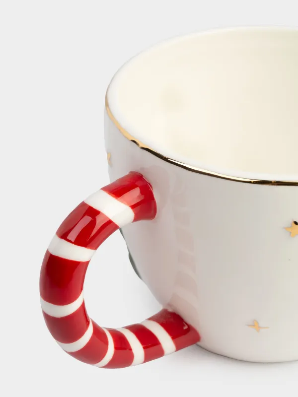 Кружка, 450 мл, фарфор P, молочно-красная, Гусь в шарфе, Goose, image-1