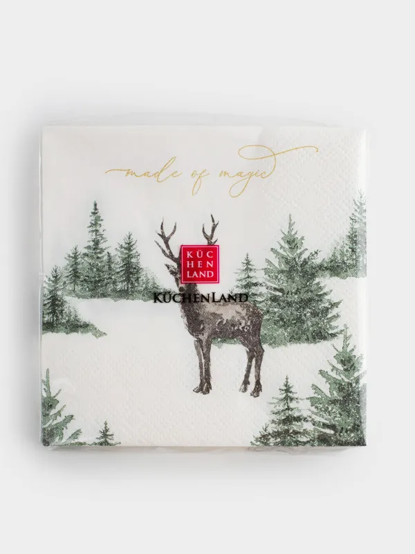 Салфетки бумажные, 21х21 см, Woodland story, image-4