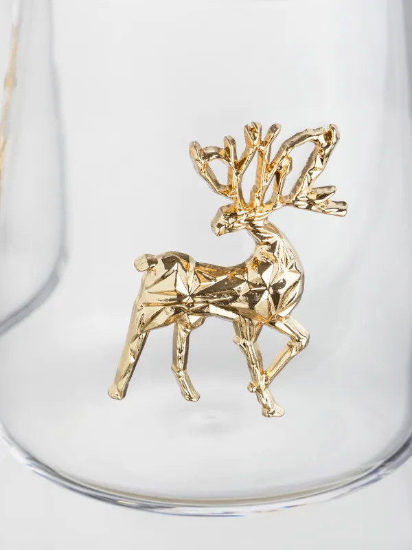 Стақан, 12 см, 540 мл, 2 дана, шыны/металл, Кристалдары бар бұғы, Verset, image-4