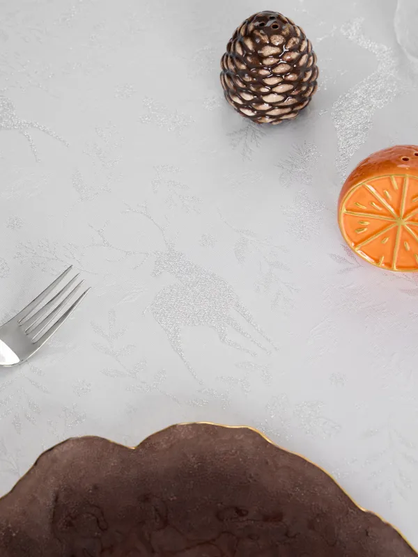 Дастархан, 170х250 см, жаккард, полиэстер, сүт және алтын түстес, Бұғы мен шырша, Gallant deer, image-2