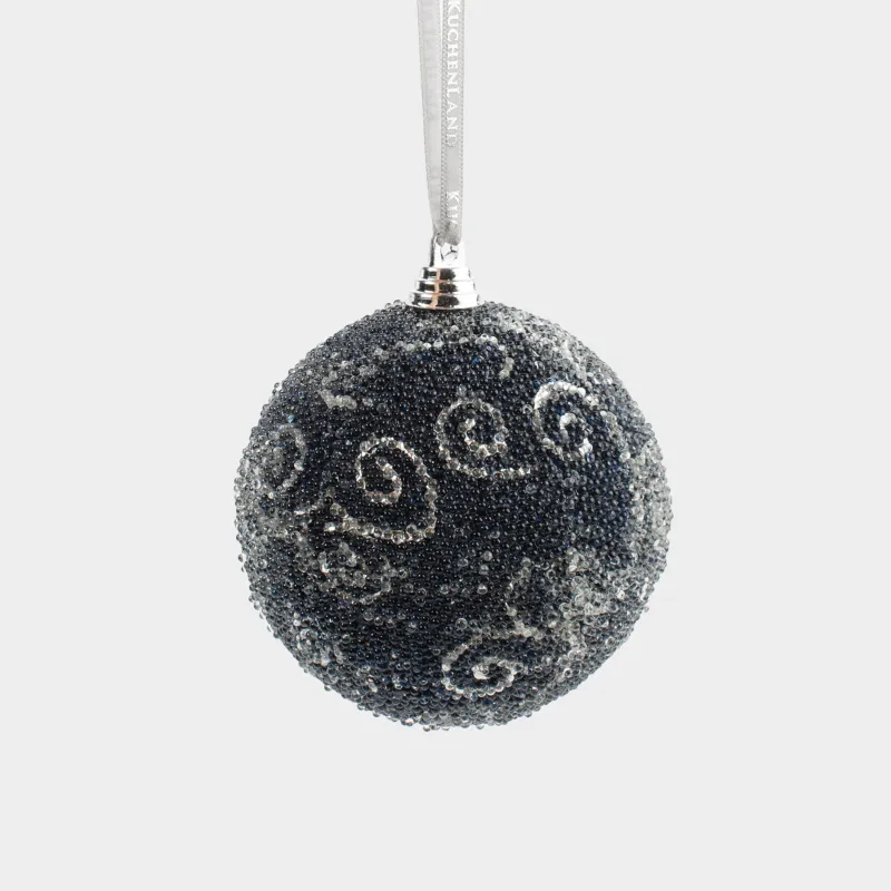 Игрушка елочная, 8 см, пенопласт, синяя, Шар с бисером, Bubbles ball
