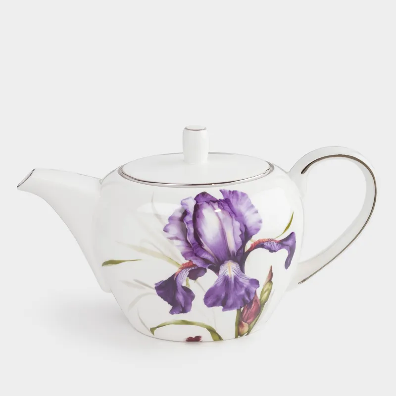 Шайнек, 1,2 л, фарфор F, күміс жиегі бар, Құртқашаш, Antarctica Flowers