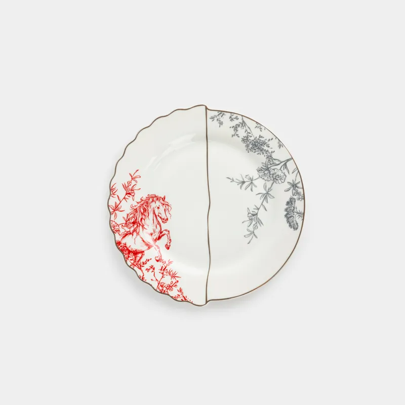 Тарелка закусочная, 21 см, фарфор N, белая, с серебристым кантом, Лошадь, Kairon horse