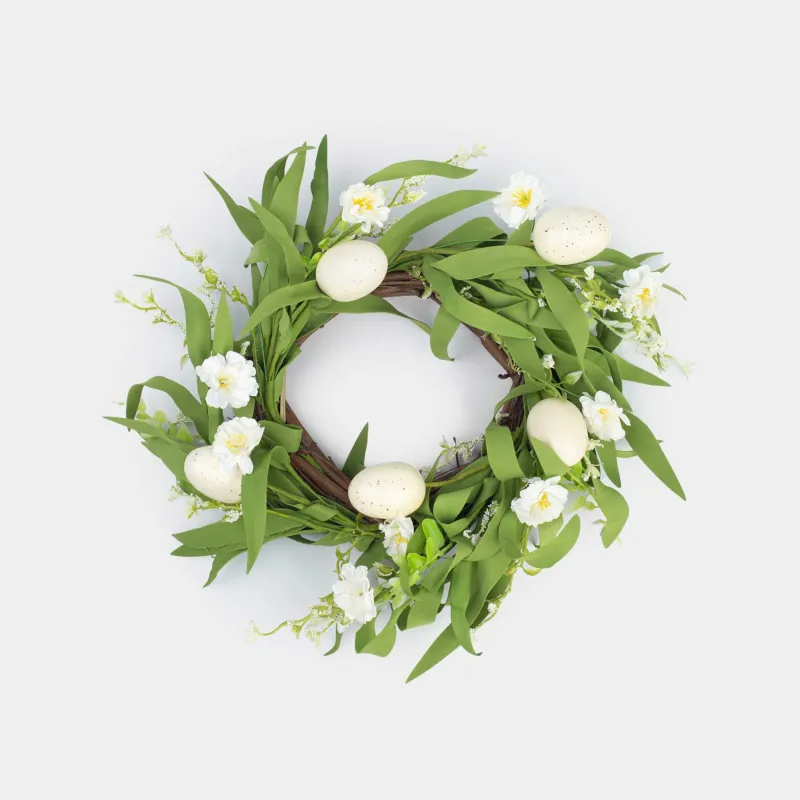 Сәндік гүл шоғы, 17/26 см, пенопласт, Бөдене жұмыртқалары мен гүлдер, Rustic Easter decor