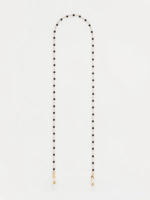 Цепочка для очков, 75 см, пластик/металл, черно-золотистая, Бусины, Baroque, image-0