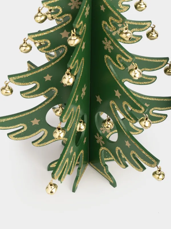Мүсінше, 29 см, салпыншағы бар, МДФ, жасыл, Алтын шарлары бар шырша, Christmas style, image-5