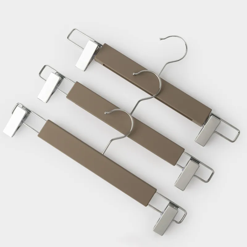 Вешалка для брюк/юбок, 31 см, 3 шт, с зажимами, пластик с покрытием, мокко, New house, image-1