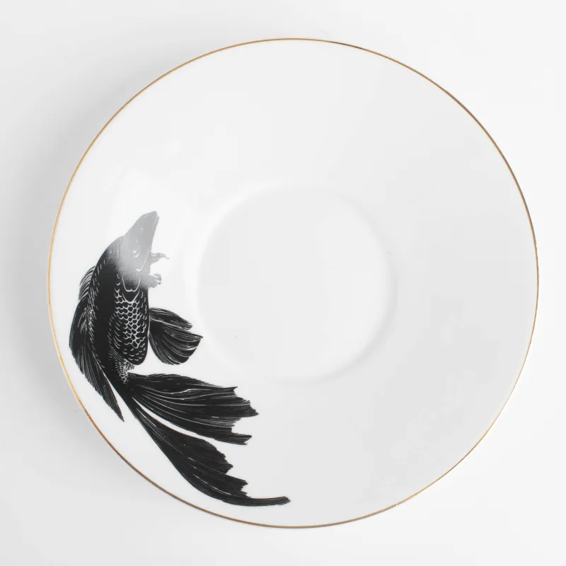 Жұп шай, 1 парсы, 2 пр, 230 мл, фарфор P, АҚ және алтын, балық, Goldfish, image-4